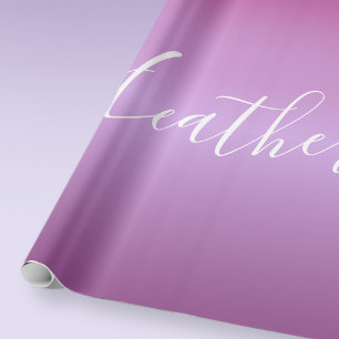 Papel De Presente Violeta Roxa e Script Branco Personalizado