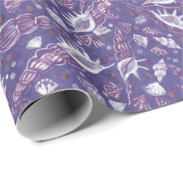 Papel De Presente Violeta Roxo-Roxo-Roxo do Mar de Concha Marinha