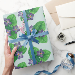 Papel De Presente Violetas em azul-de-vidro marinho