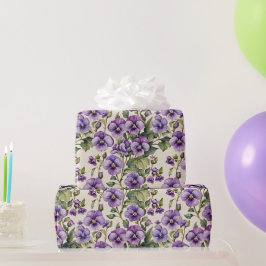 Papel De Presente Violetas Florais Doces