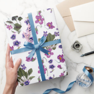 Papel De Presente Violets Garlands Floral de 30" x 6'