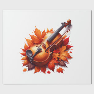 Papel De Presente Violino na cama de folhas