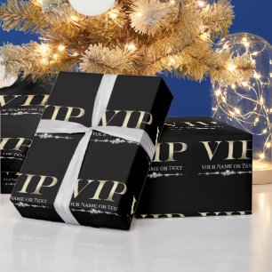 Papel De Presente VIP Dourado Glamouroso em Preto