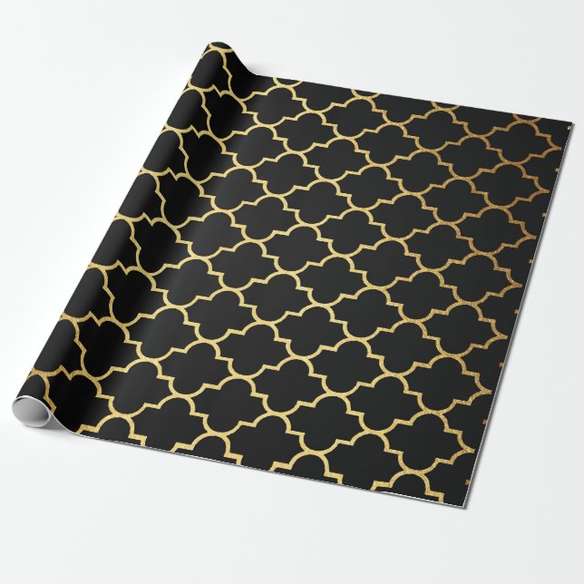 Papel De Presente Vip Geométrico do Ouro de Deco de Arte Moderna (Desenrolado)