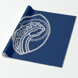 Papel De Presente Virgem Abençoada Maria, renda branca, azul marinho