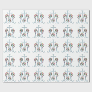 Papel De Presente Virgem Abençoada Mary Religiosa Marian Cross Flora