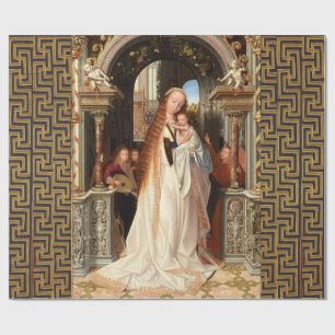 PAPEL DE PRESENTE VIRGEM COM FILHO, ANGELAS MUSICAIS NATAL