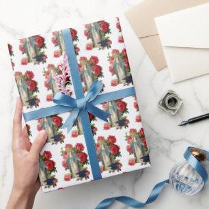 Papel De Presente Virgem Maria de Graduação Religiosa Rosas vermelha