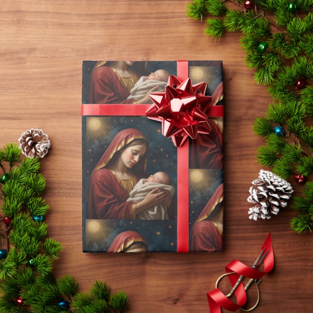 Papel De Presente Virgem Maria & Jesus Natal Natividade (Presente de Natal)