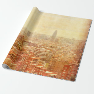 Papel De Presente Visão de Barcelona em estilo grunge e retrô. barce