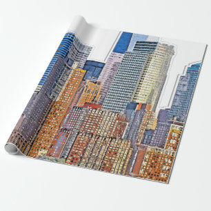 Papel De Presente Visão Majestosa da Nova Iorque Skyline Artística
