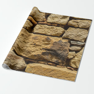 Papel De Presente Vista de uma parede velha com pedras amarelas abst