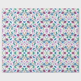 Papel De Presente Vistas desenroladas e planas de embrulho floral vi