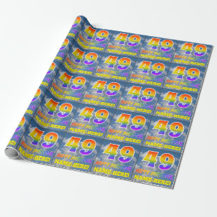 Papel De Presente Visualização de Arco-íris "49" & "FELIZ ANIVERSÁRI