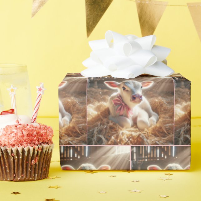 Papel De Presente Vitelo Branco Em Barn Stall (Festa de aniversário)