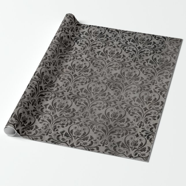 Papel De Presente Vitoriana da Cinza Elegante (Desenrolado)