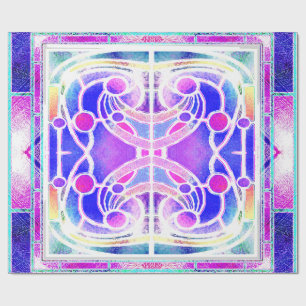 Papel De Presente Vitral de Catedral em Lilás e Rosa