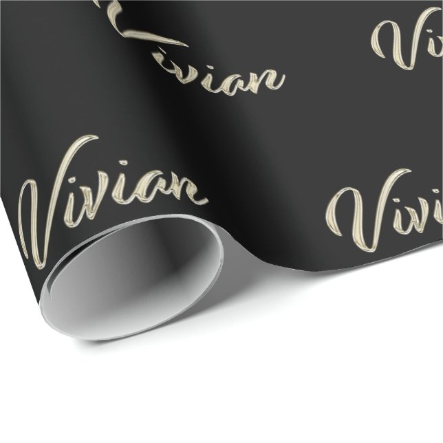 Papel De Presente Vivian white gold Handwriting Geschenkpapier (Ponta do rolo)