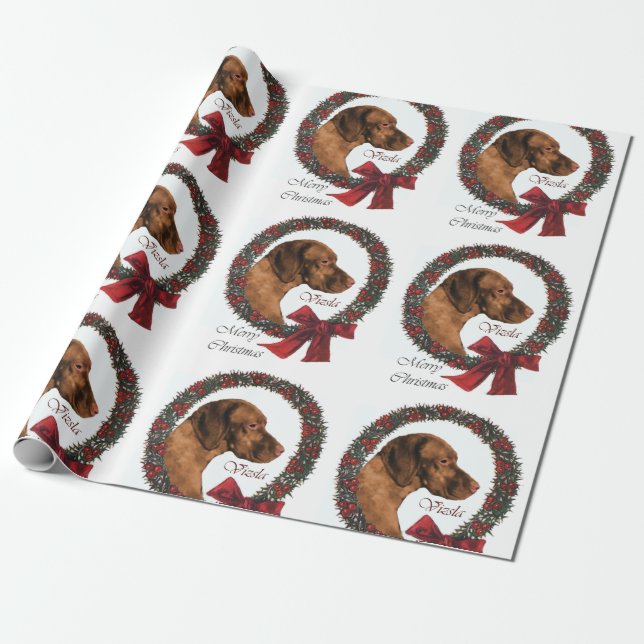Papel De Presente Vizsla Christmas (Desenrolado)