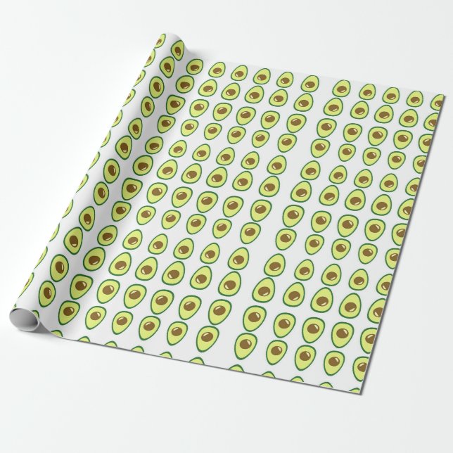 Papel De Presente Vocado verde fatiado em branco (Desenrolado)