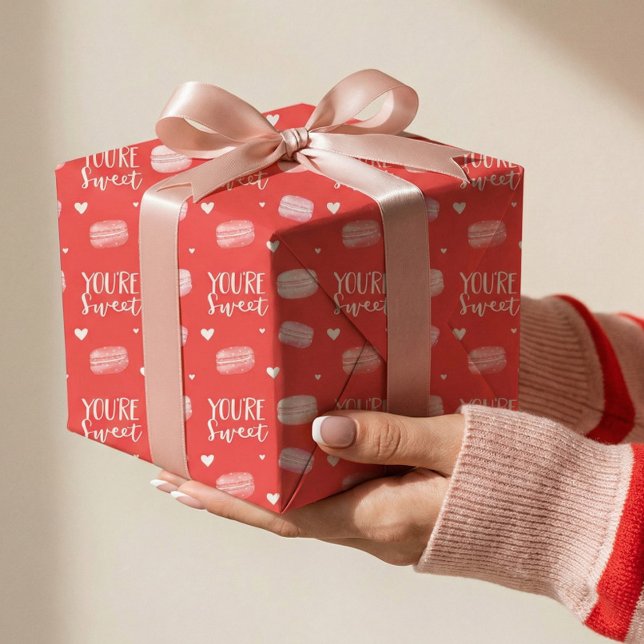 Papel De Presente Você é doce Feliz dia de os namorados Macaron Cook (You're Sweet Happy Valentine's Day Macaron Cookies Wrapping Paper)