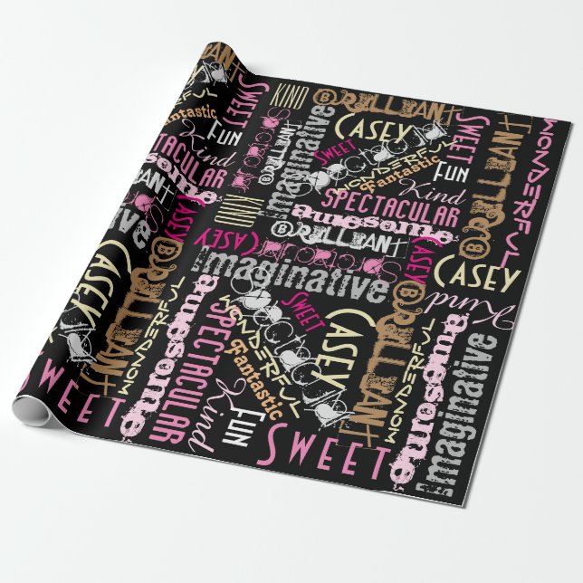 Papel De Presente Você é Incrível! Nome Padrão de Palavras (Desenrolado)