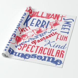 Papel De Presente Você é Incrível Personalizado Vermelho, Branco e A