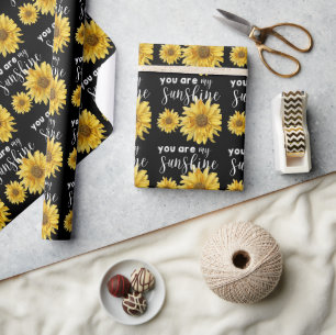 Papel De Presente Você É Meu Sol Amarelo Preto Girassol Brilhante