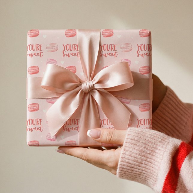 Papel De Presente Você é o doce Feliz dia de os namorados Macaron Co (You're Sweet Happy Valentine's Day Macaron Cookies Wrapping Paper)