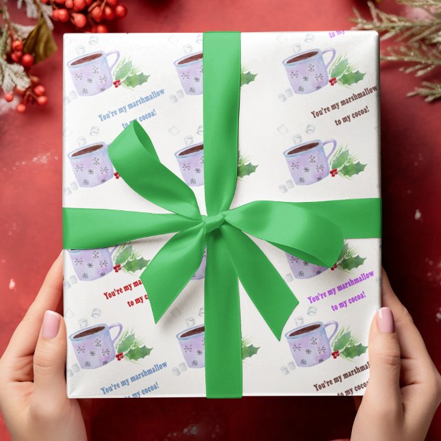 Papel De Presente Você é o marshmallow da minha aquarela de cacau (Enhance your gift exchange with heartwarming affection: "You're The Marshmallow To My Cocoa.")