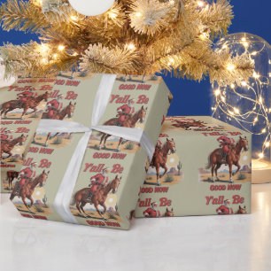 Papel De Presente Vocês Estão Bem Agora Funny Santa Cowboy Western N