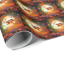 Papel De Presente Voo da Bruxa de Halloween