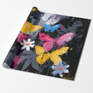 Papel De Presente Voo de Borboleta Abstrata Vibrante (5)