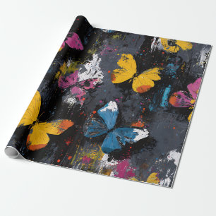 Papel De Presente Voo de Borboleta Abstrata Vibrante (8)