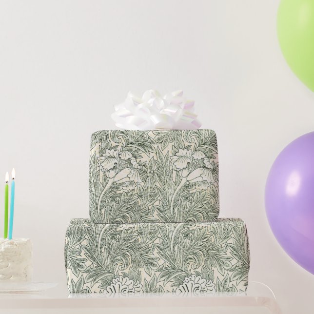 Papel De Presente Wallpaper tulip William Morris verde têxtil (Presentes para festas)