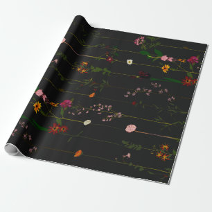 Papel De Presente Wallroll Floral - Escuro