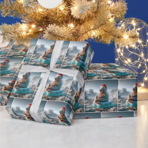 Papel De Presente Walrus Vestindo um Papai Noel