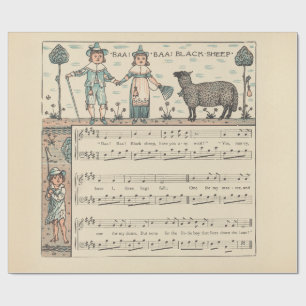 Papel De Presente Walter Crane Baa Baa Ovelha Negra Rima Infantil