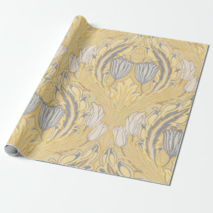Papel De Presente Walter Crane Blue Tulipes & Acanthus