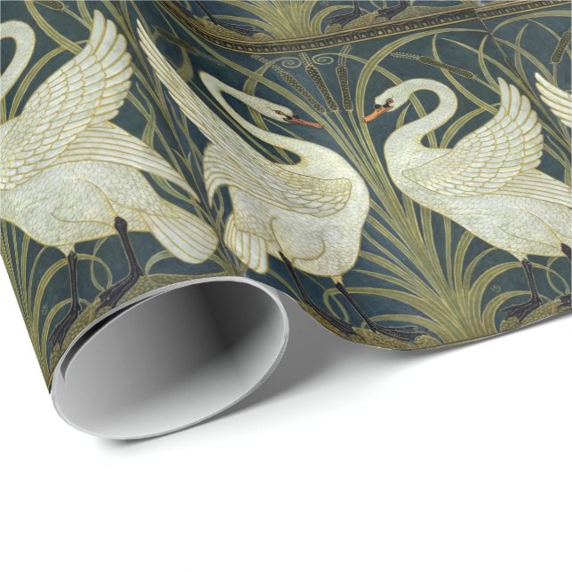 Papel De Presente Walter Crane Swan & Rush and Iris Victorian  (Ponta do rolo)