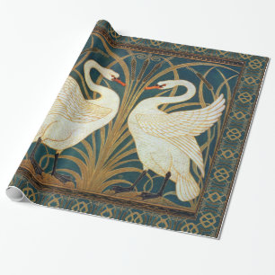 Papel De Presente Walter Crane Swan, Rush E Iris Art Nouveau