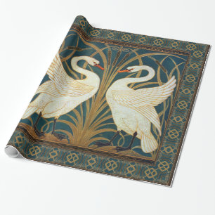 Papel De Presente Walter Crane Swan, Rush E Iris Art Nouveau