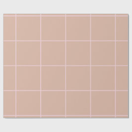 Papel De Presente Warm Beige Grid Pattern Minimal Soft Check Design