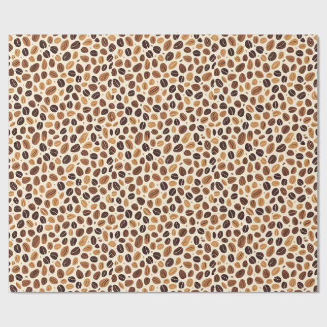 Papel De Presente Warm Coffee Bean Roast Tones Seamless Pattern (Aberto)