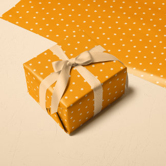 Papel De Presente Warm Orange Ditsy Flower Polka Dots Pattern