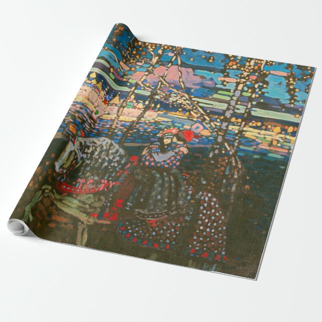Papel De Presente Wassily Kandinsky O Casal a Cavalo Arte Russa (Desenrolado)