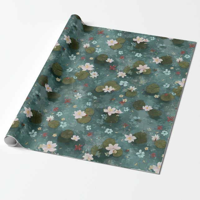 Papel De Presente Water Lily Pond Wrapping Paper (Desenrolado)