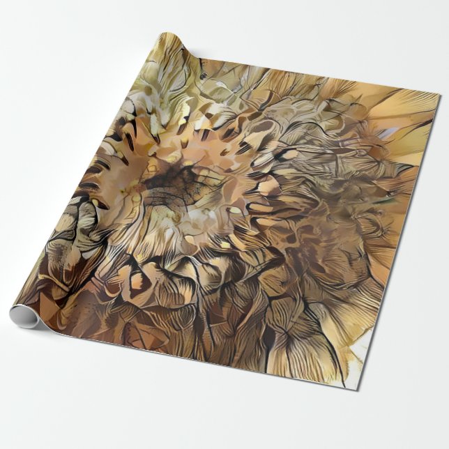 Papel De Presente Watercolor Big Sun Sunflower Elegation (Desenrolado)