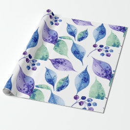 Papel De Presente Watercolor blue leaves