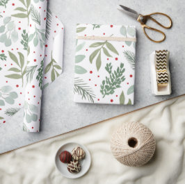 Papel De Presente Watercolor Christmas Garland Pine Berry